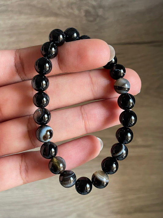 Black Agate Bracelet | 8mm | العقيق الأسود