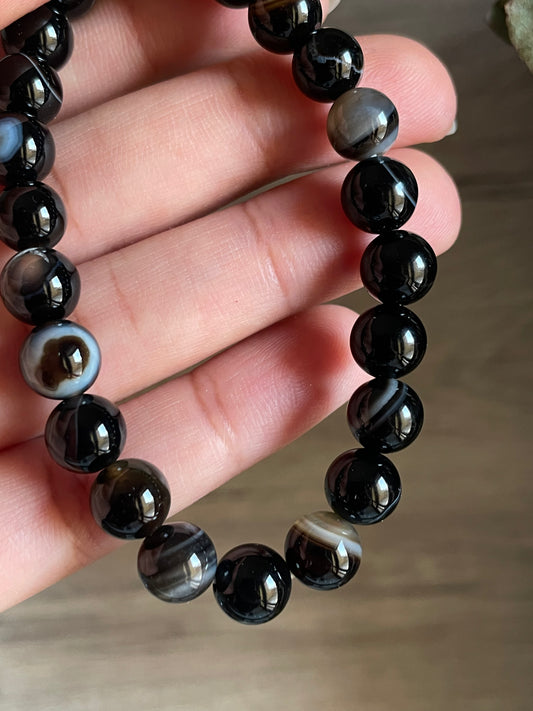 Black Agate Bracelet | 8mm | العقيق الأسود