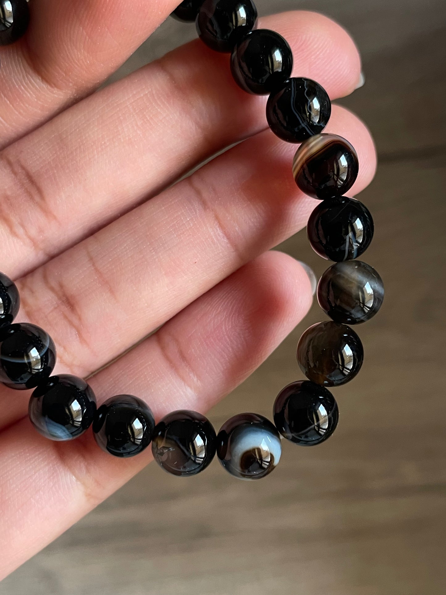 Black Agate Bracelet | 8mm | العقيق الأسود