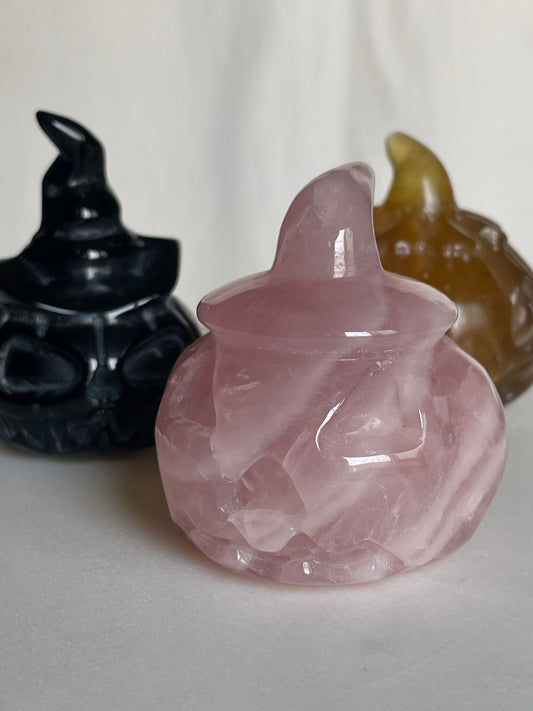 Rose Quartz Halloween Pumpkin Head