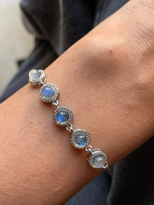 Labradorite Chain Bracelet | حجر الطاووس