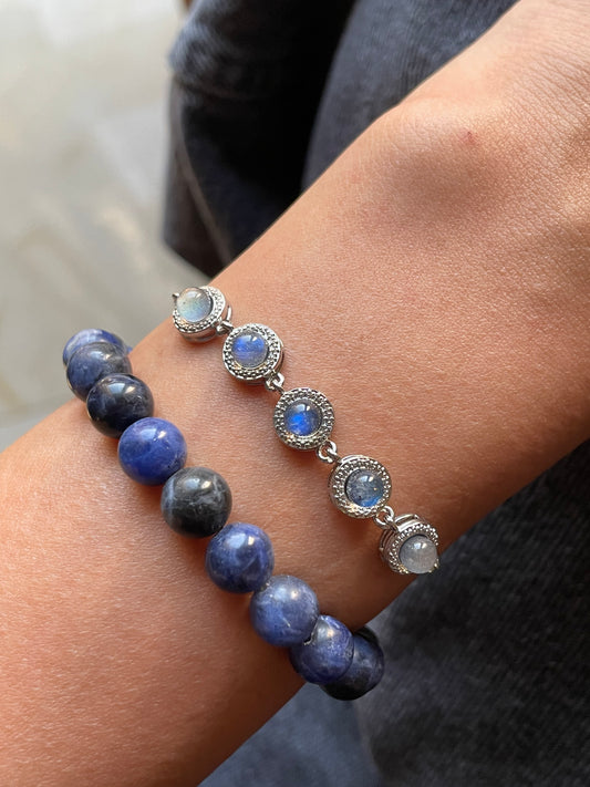 Labradorite Chain Bracelet | حجر الطاووس