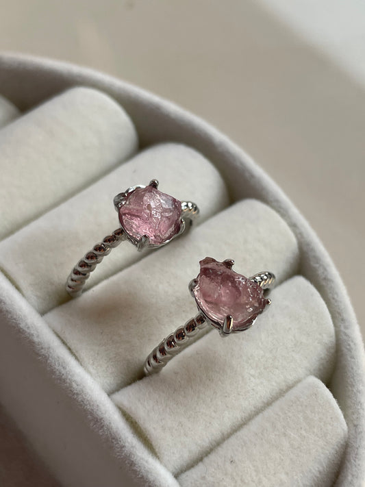 Raw Pink Tourmaline Ring | Adjustable | تورمالين الوردي