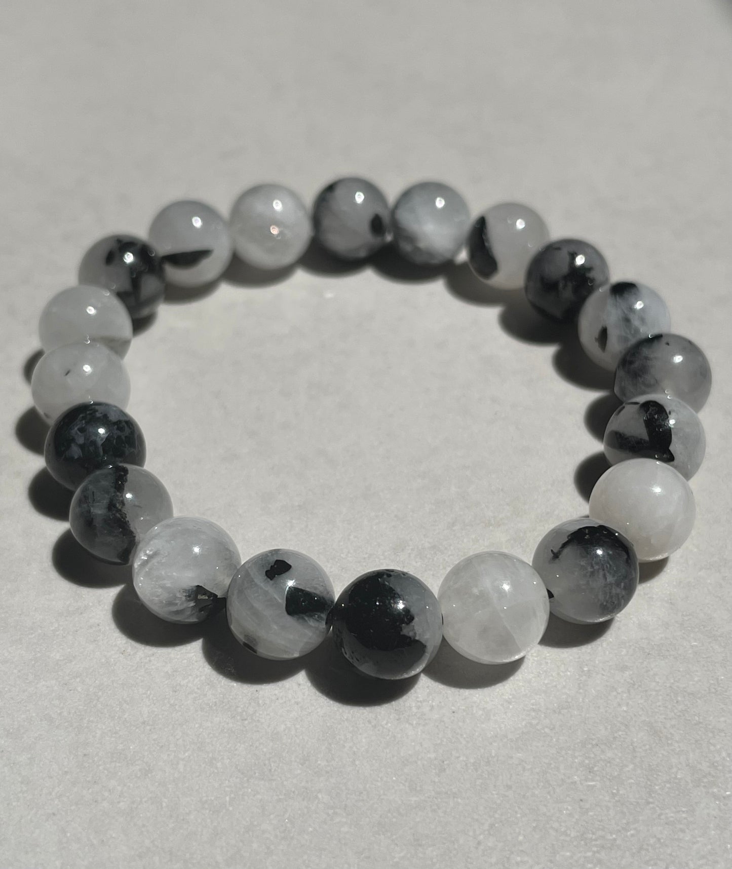 Black Tourmalinated Quartz Bracelet | 8mm | كوارتز تورمالين الاسود