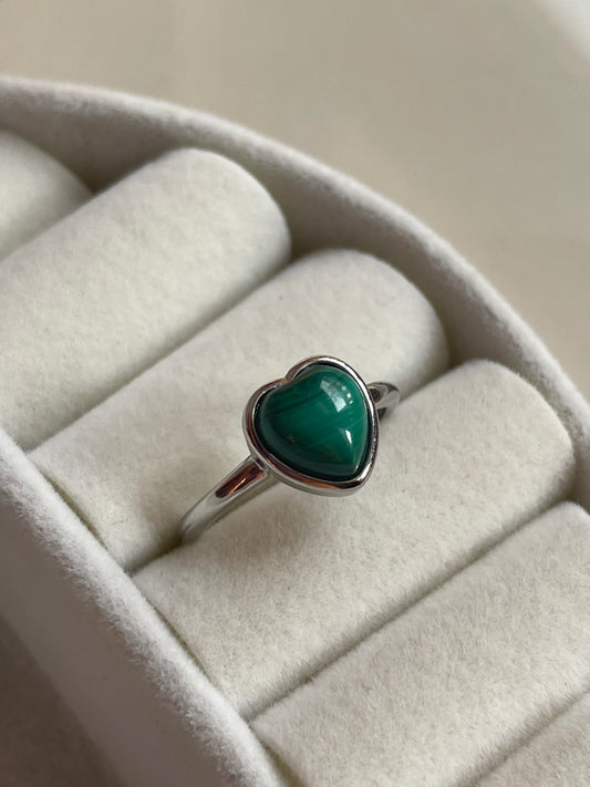 Malachite Heart Ring | Adjustable | ملاكيت