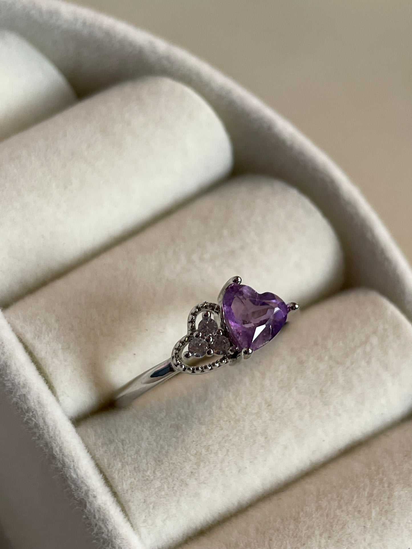 Amethyst Heart Ring | Adjustable | خاتم حجر الجمشت