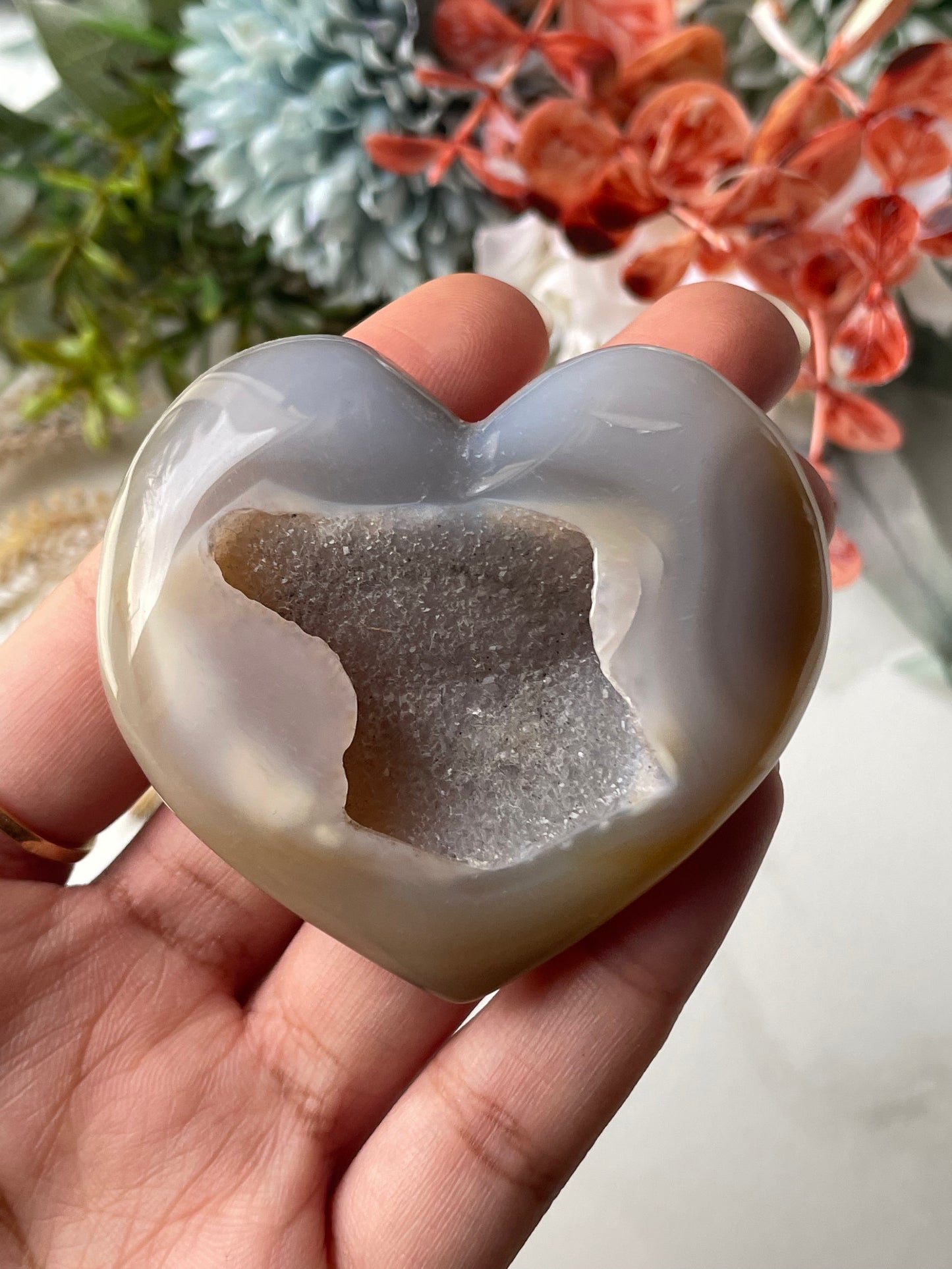 Druzy Agate Heart | حجر العقيق