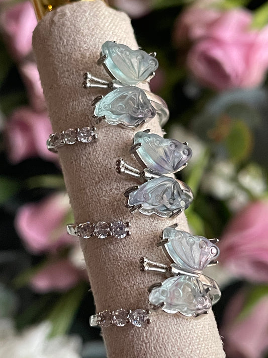 Blue Fluorite Butterfly Ring | فلوريت الازرق