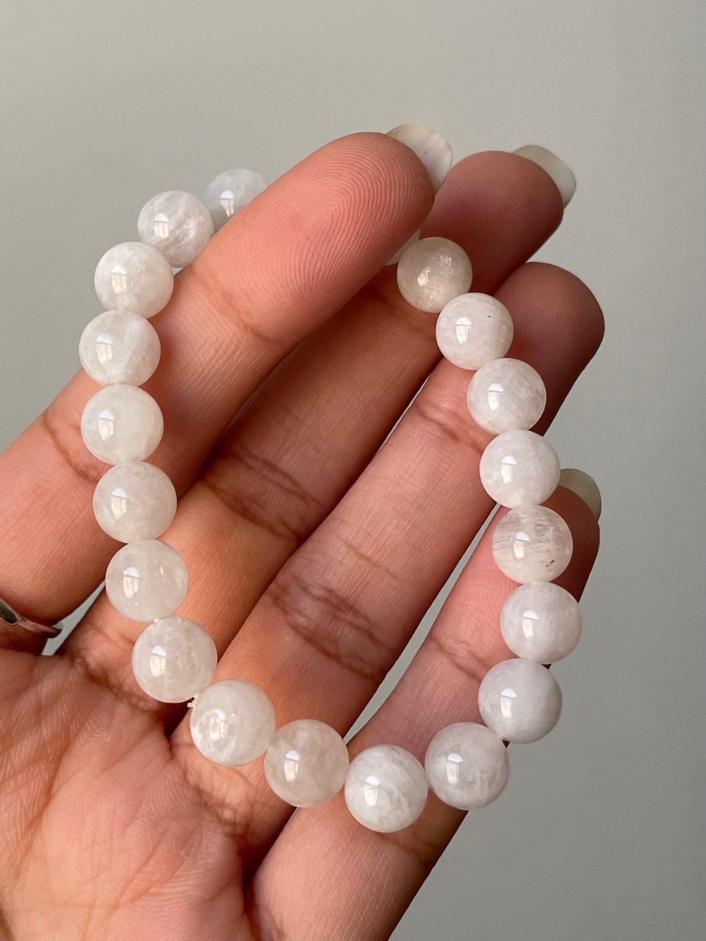 White Moonstone Bracelet | 8mm | حجر القمر
