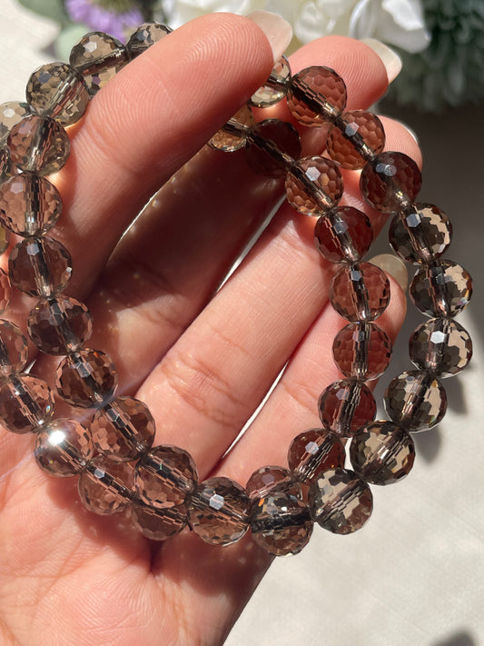 Smoky Quartz Faceted Bracelet | 8mm | سموكي كوارتز