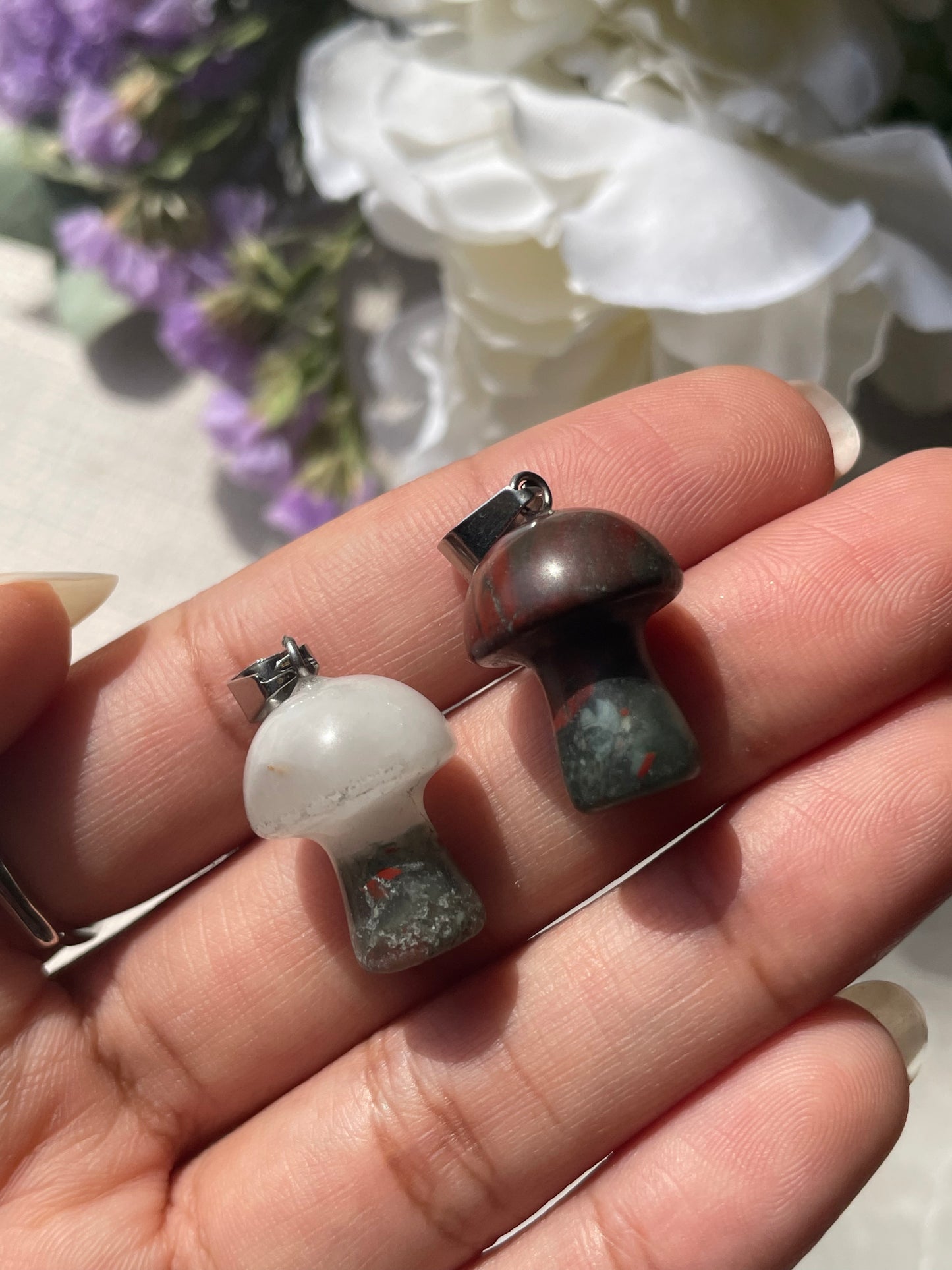 Bloodstone Mushroom Pendant | حجر الدم