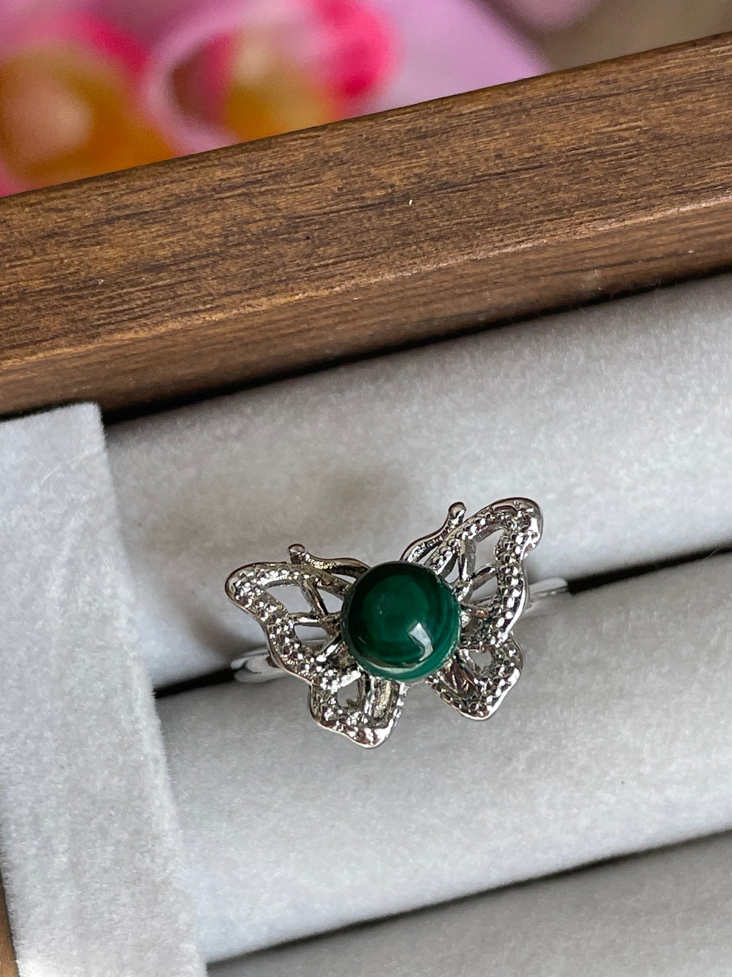 Malachite Butterfly Ring - Adjustable