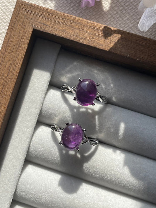 S925 Amethyst Ring | Adjustable | خاتم حجر الجمشت