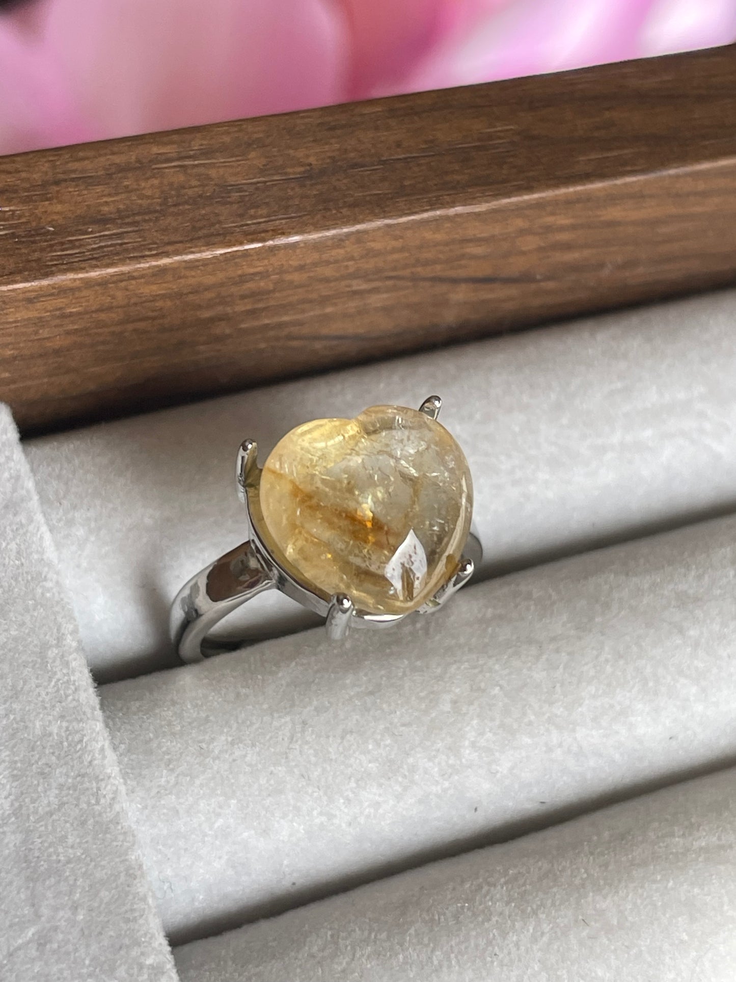 Citrine Heart Ring | Adjustable | سيترين