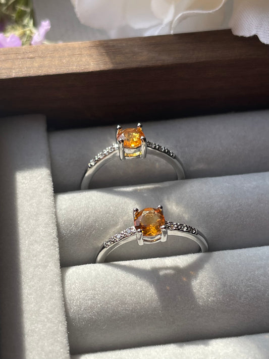 S925 Small Citrine Ring | Adjustable | سيترين