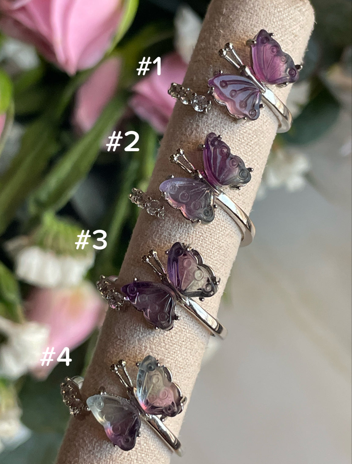 Rainbow Fluorite Butterfly Ring | فلوريت