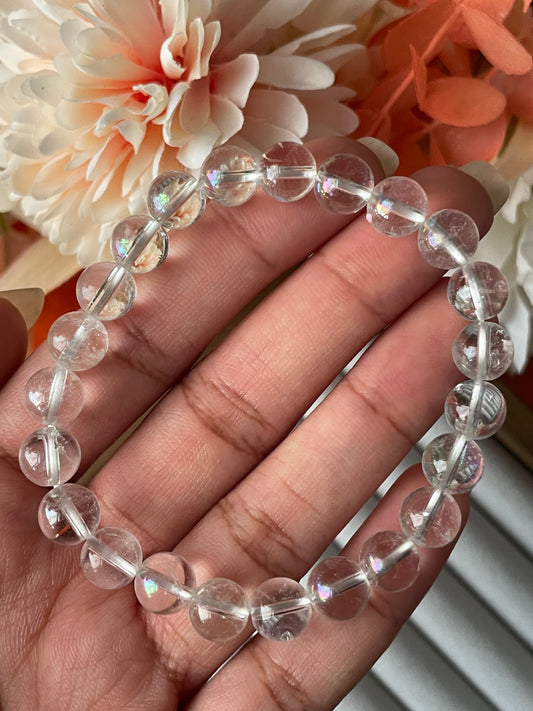 Aura Clear Quartz Bracelet | 8mm | اورا كلير كوارتز