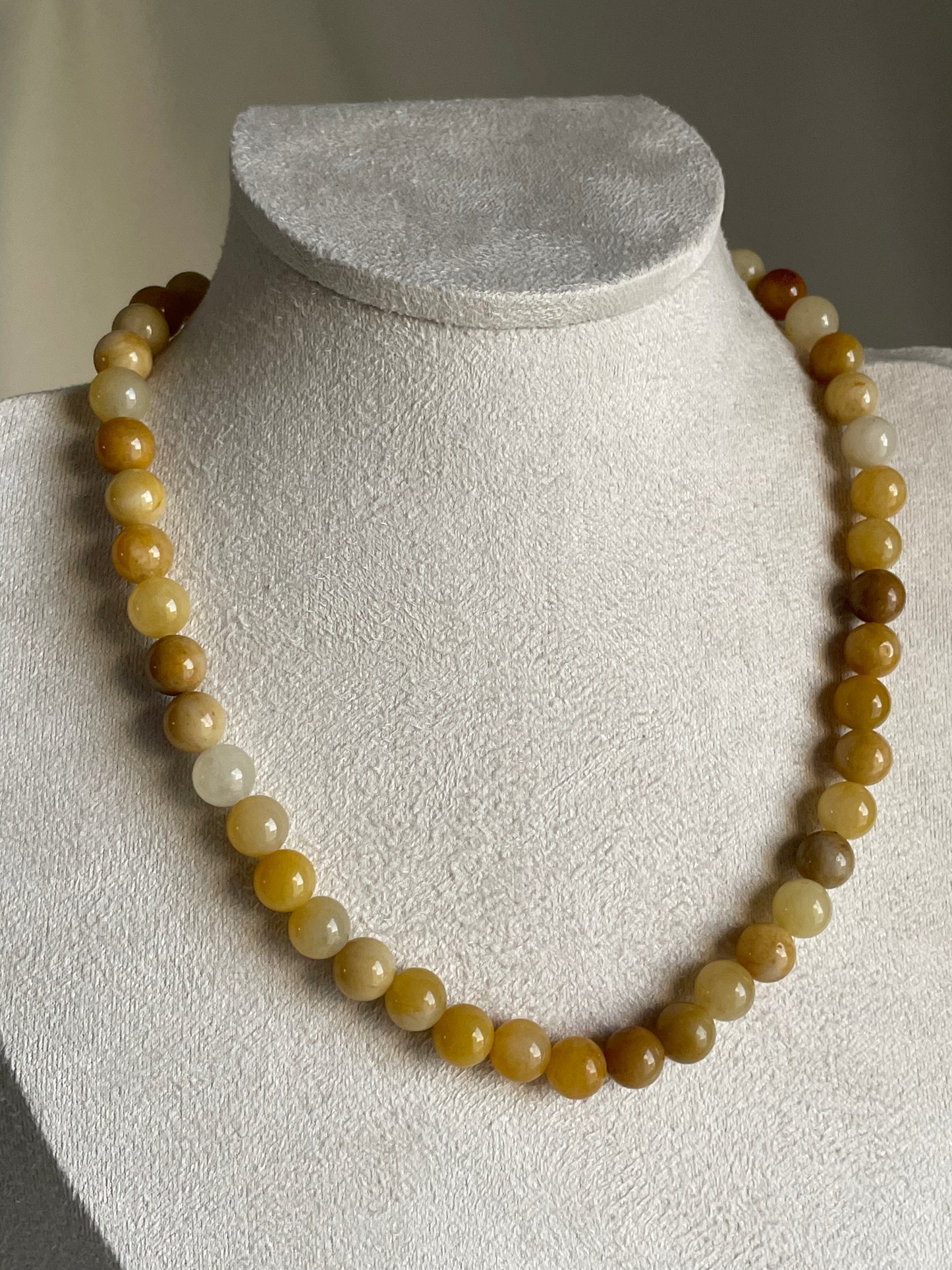 Yellow Jade Beaded Necklace