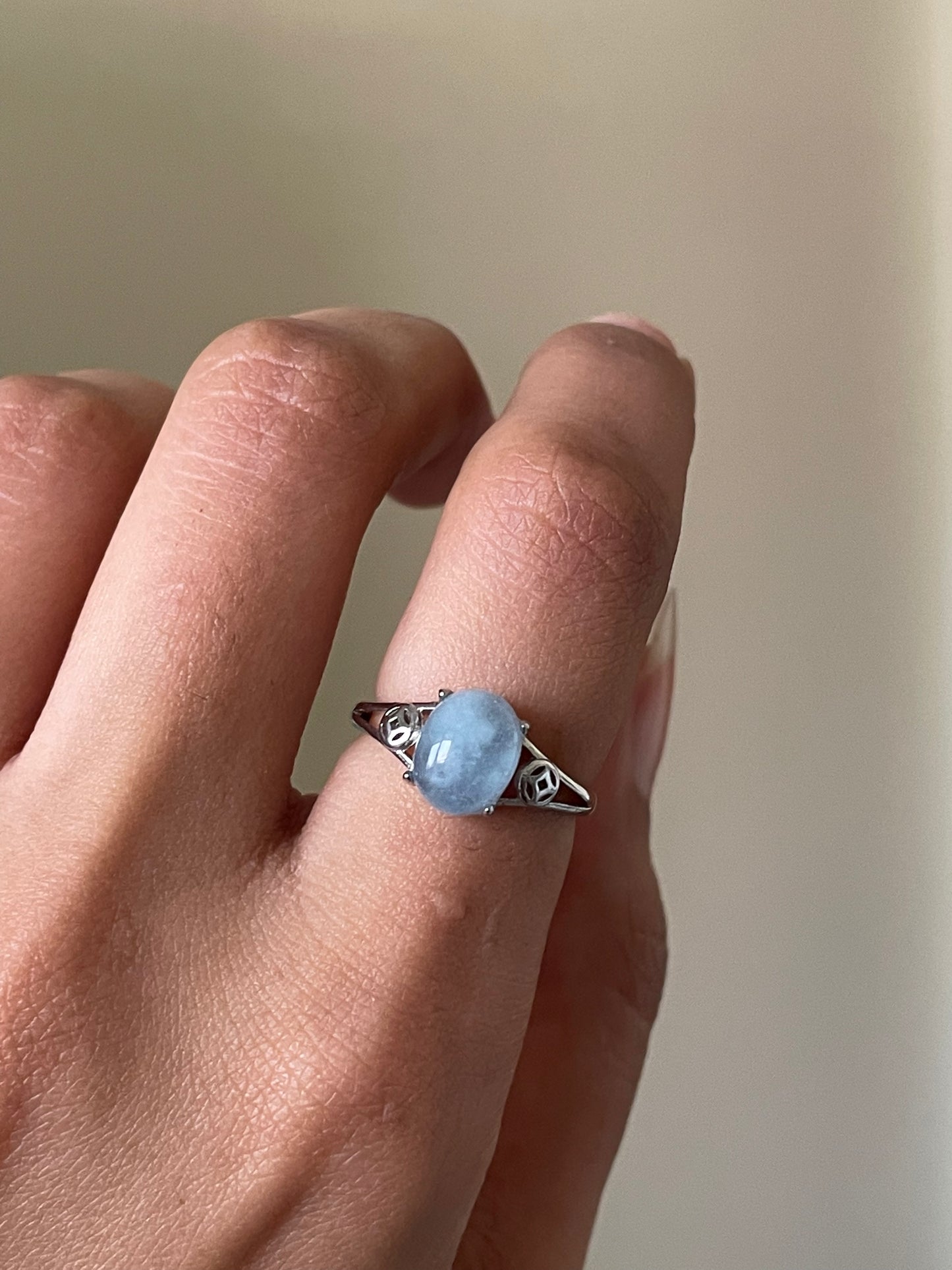 S925 Aquamarine ring | Adjustable | اكوامارين