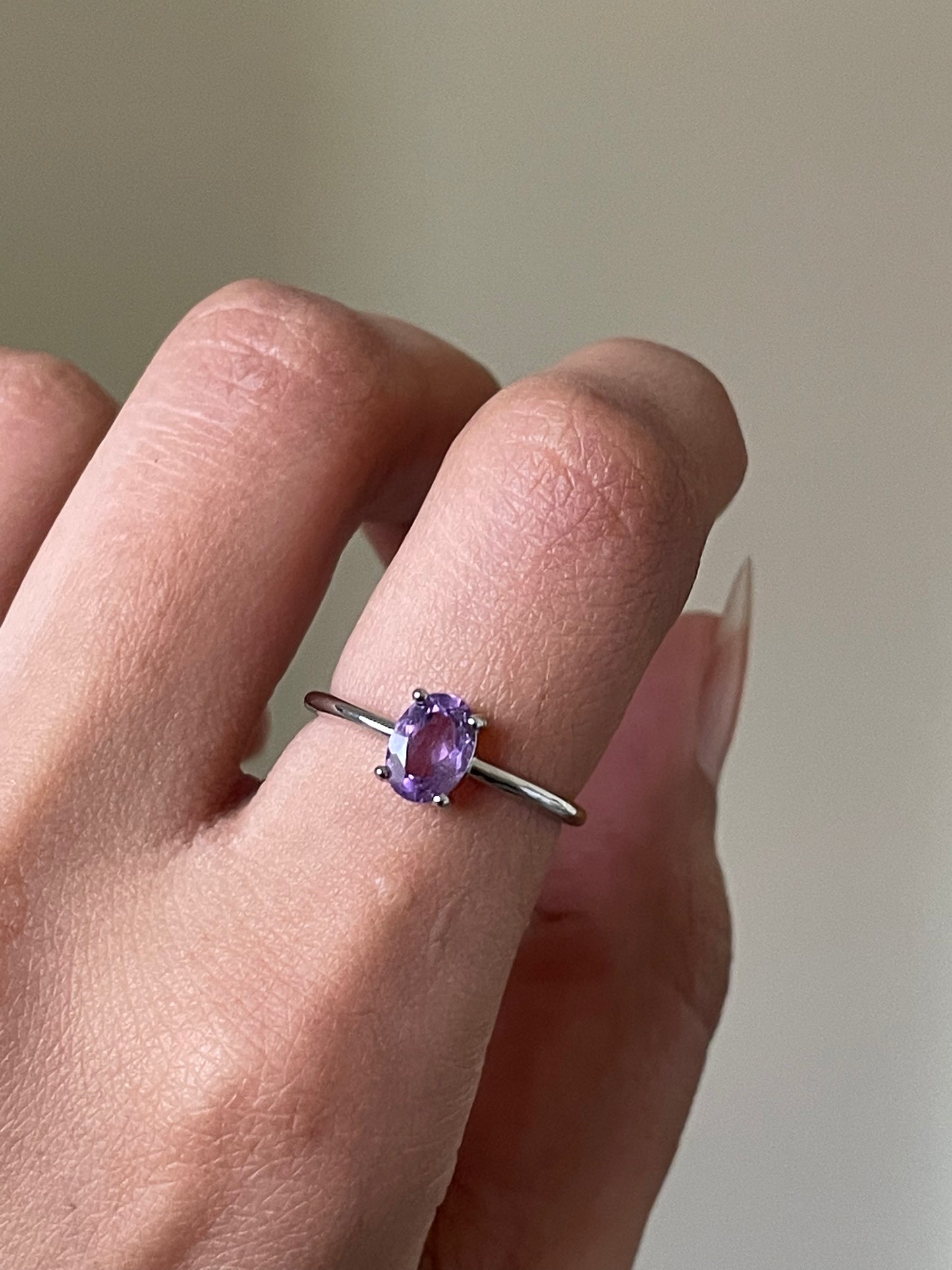 S925 Amethyst Ring | Adjustable | خاتم حجر الجمشت