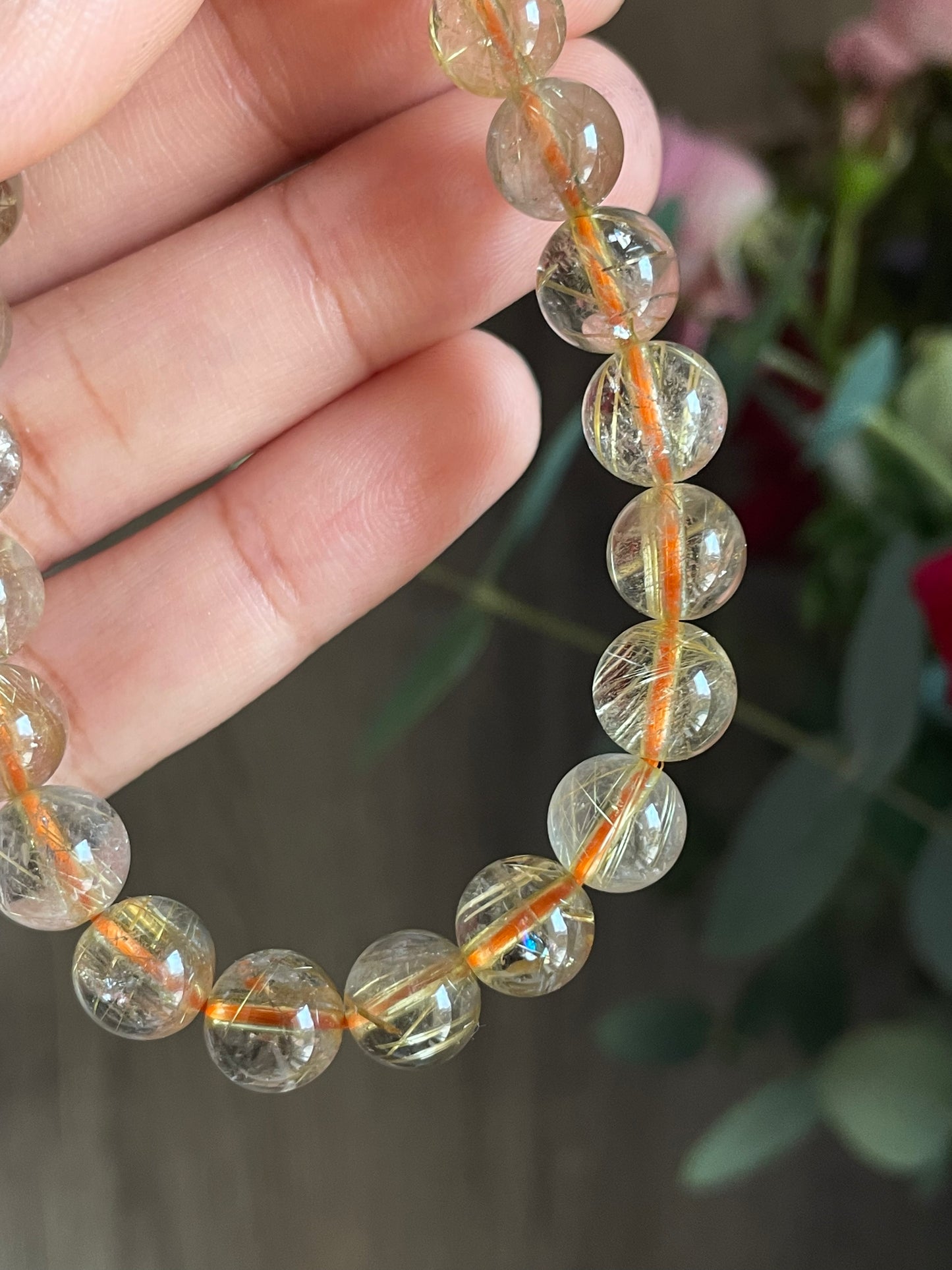 Golden Rutilated Quartz Bracelet | 8mm | حجر روتايل كوارتز الذهبي