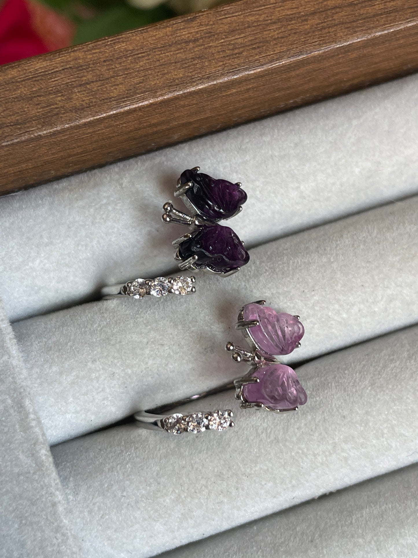 Purple Fluorite Butterfly Ring | فلوريت البنفسجي
