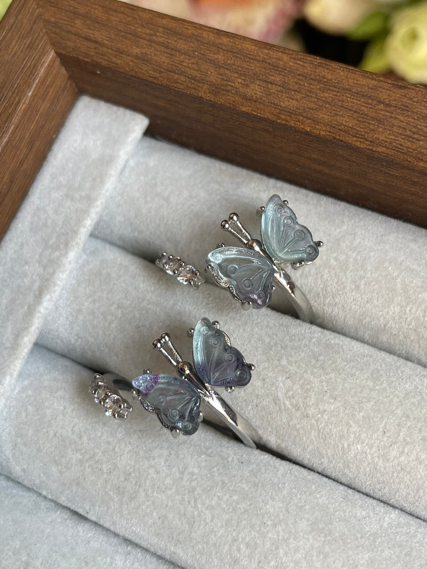 Blue Fluorite Butterfly Ring | فلوريت الازرق