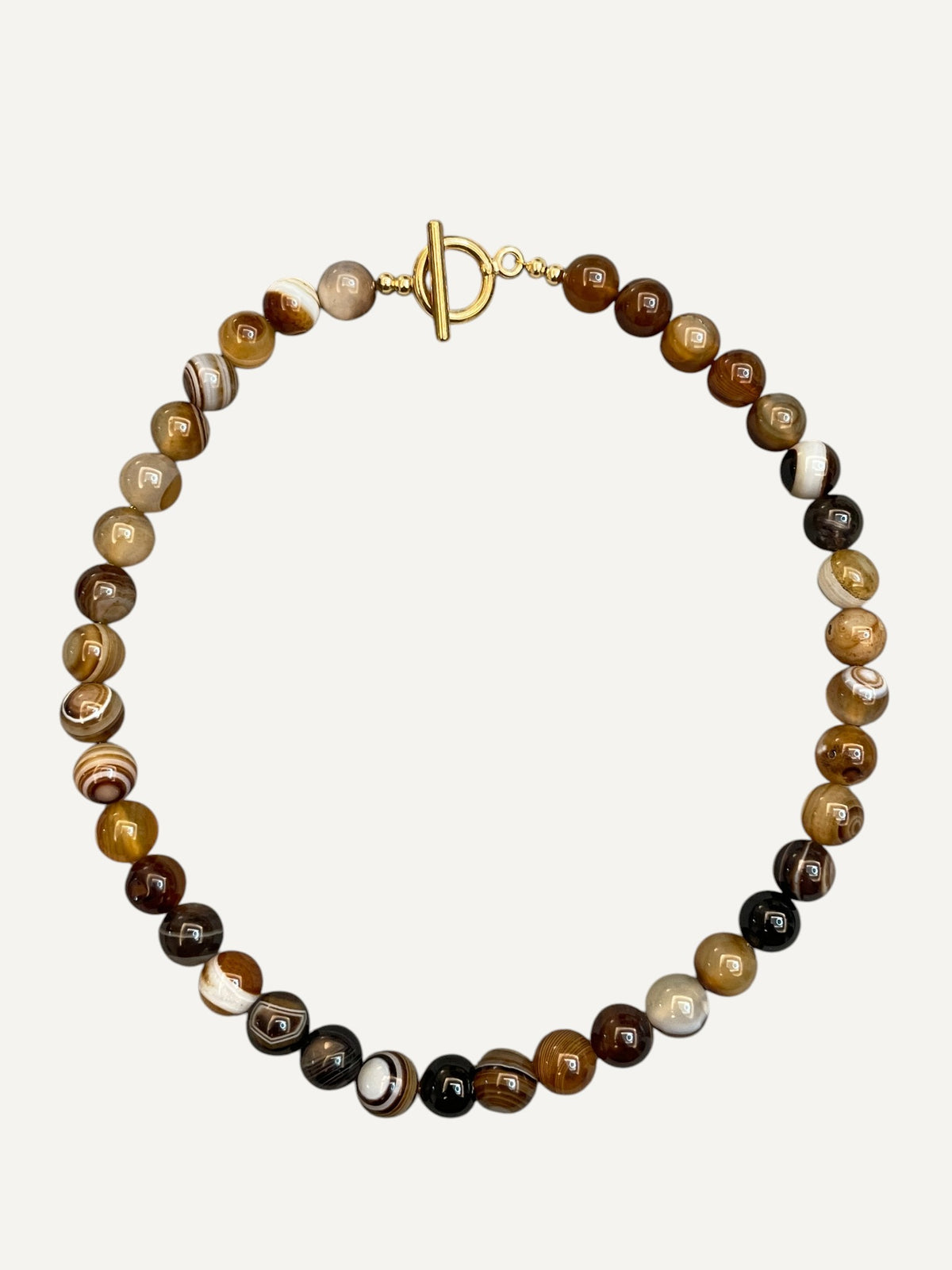 Natural Brown Agate Beaded Necklace