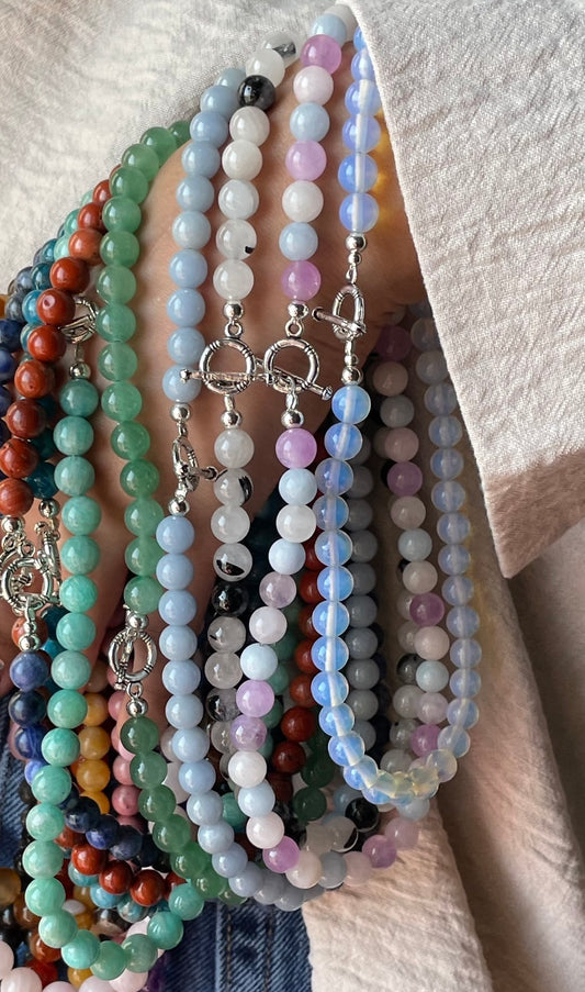 Blue Angelite Beaded Necklace