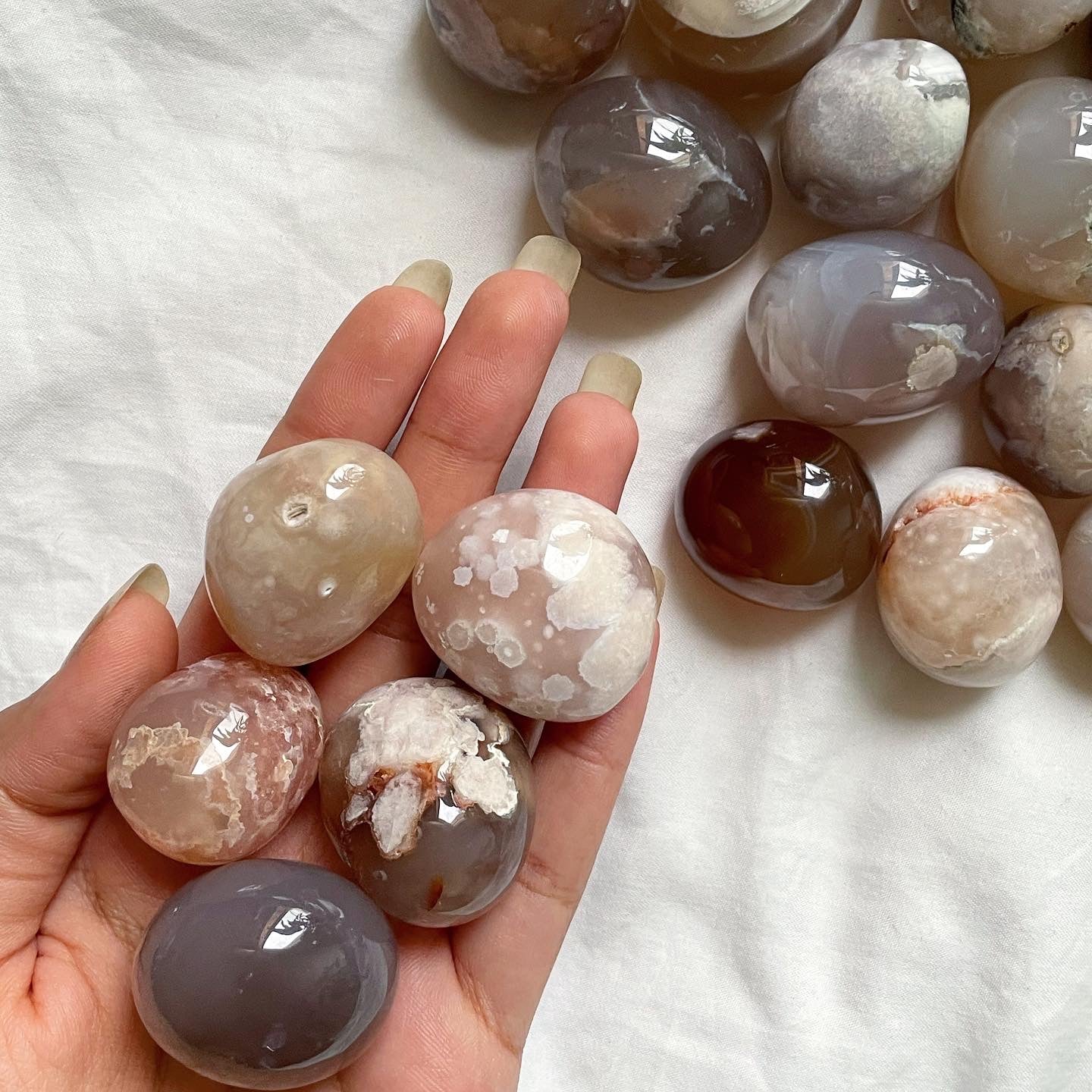 Flower Agate Medium Tumbles | زهرة العقيق