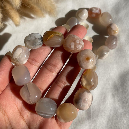 Flower Agate Tumble Bracelet | عقيق الزهرة