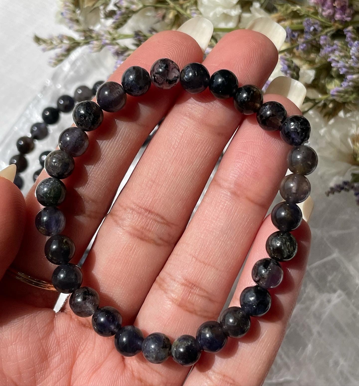 Iolite Bracelet 6mm Haesalvia Crystals