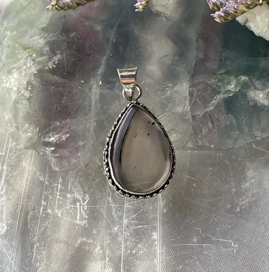 Natural Montana Agate Pendant Sterling silver 925 العقيق المصور طبيعي فضة إسترليني