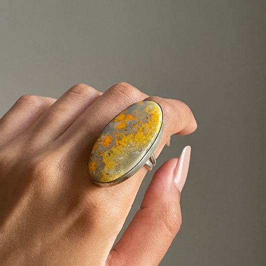BumbleBee Jasper Ring Sterling Silver 925 | 7 | بمبلبي - جاسبر النحلة فضة إسترليني