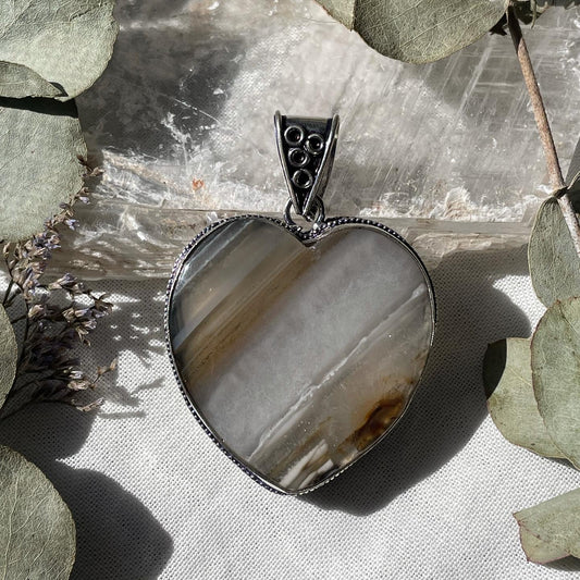 Large Natural Brown Agate Pendant Sterling silver 925 عقيق بني طبيعي فضة إسترليني