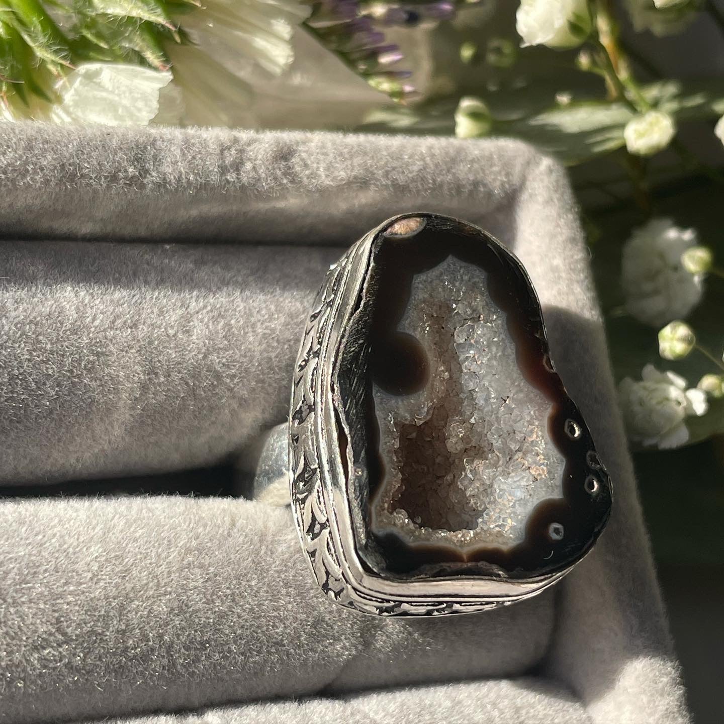 Black Agate Ring Sterling silver 925 | 7 | خاتم العقيق الأسود فضة إسترليني