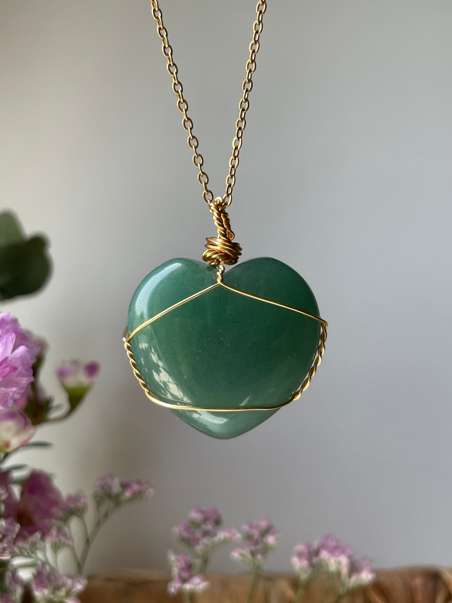 Green aventurine Heart Necklace | الافنتورين الاخضر