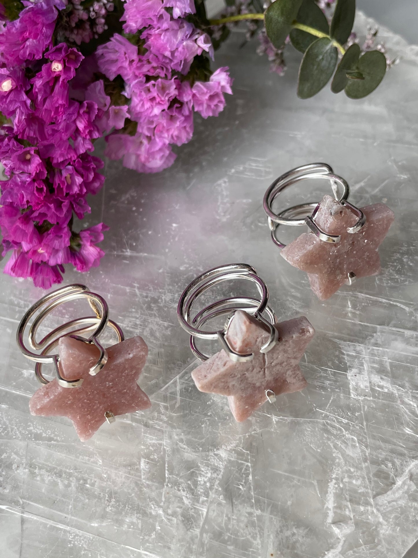 Pink Amethyst Star Ring | Adjustable | الجمشت الوردي