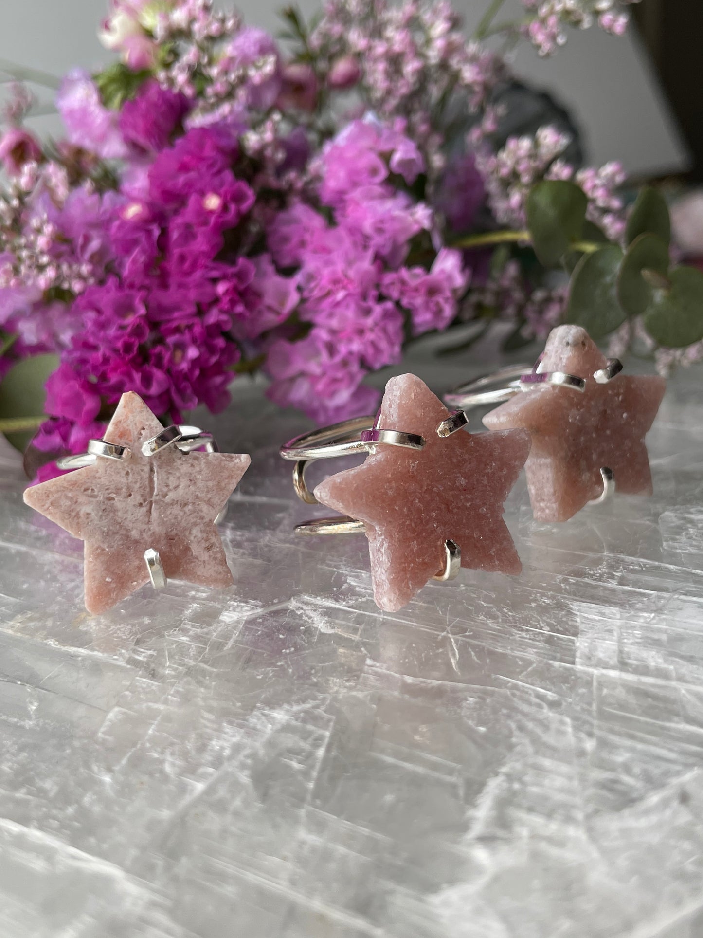 Pink Amethyst Star Ring | Adjustable | الجمشت الوردي
