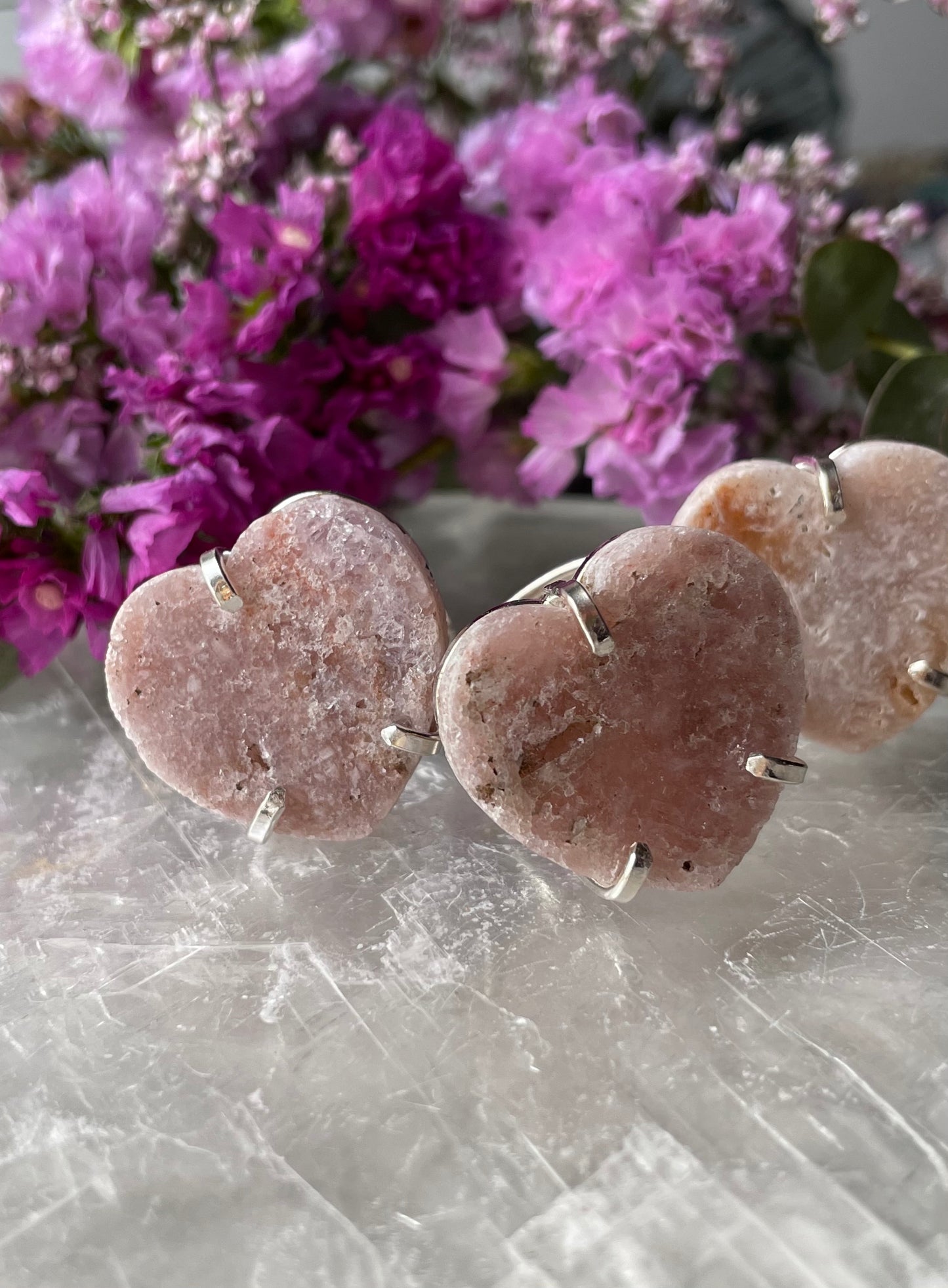 Pink Amethyst Heart Ring | Adjustable | الجمشت الوردي