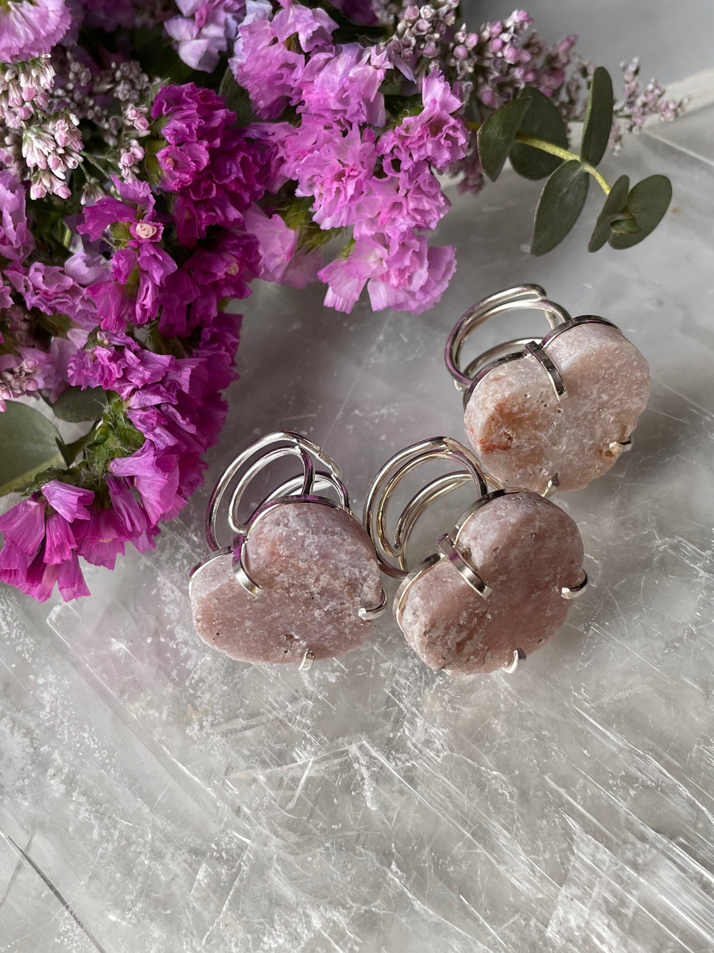 Pink Amethyst Heart Ring | Adjustable | الجمشت الوردي