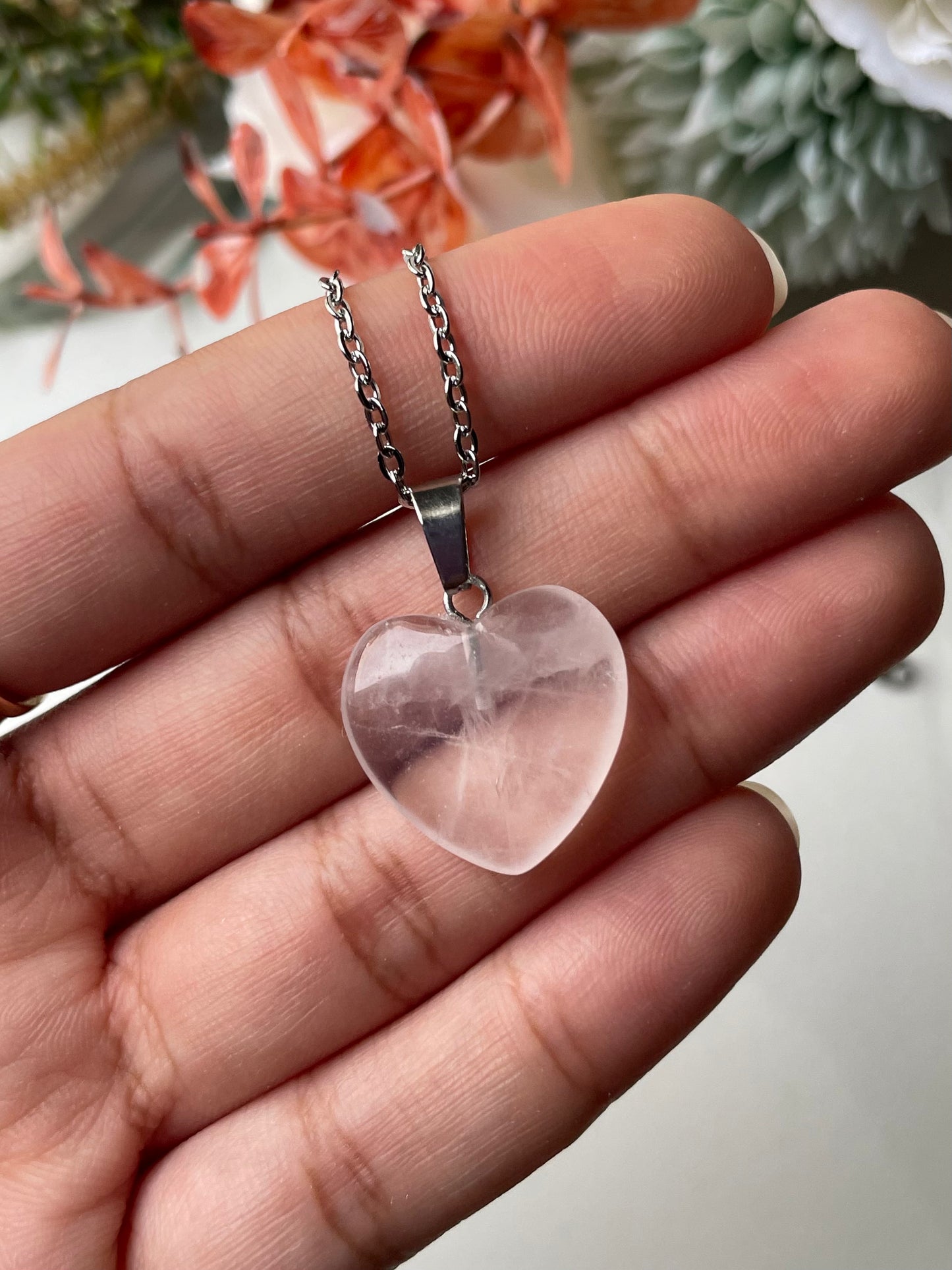 Rose Quartz Heart Pendant | Small | كوارتز الزهري