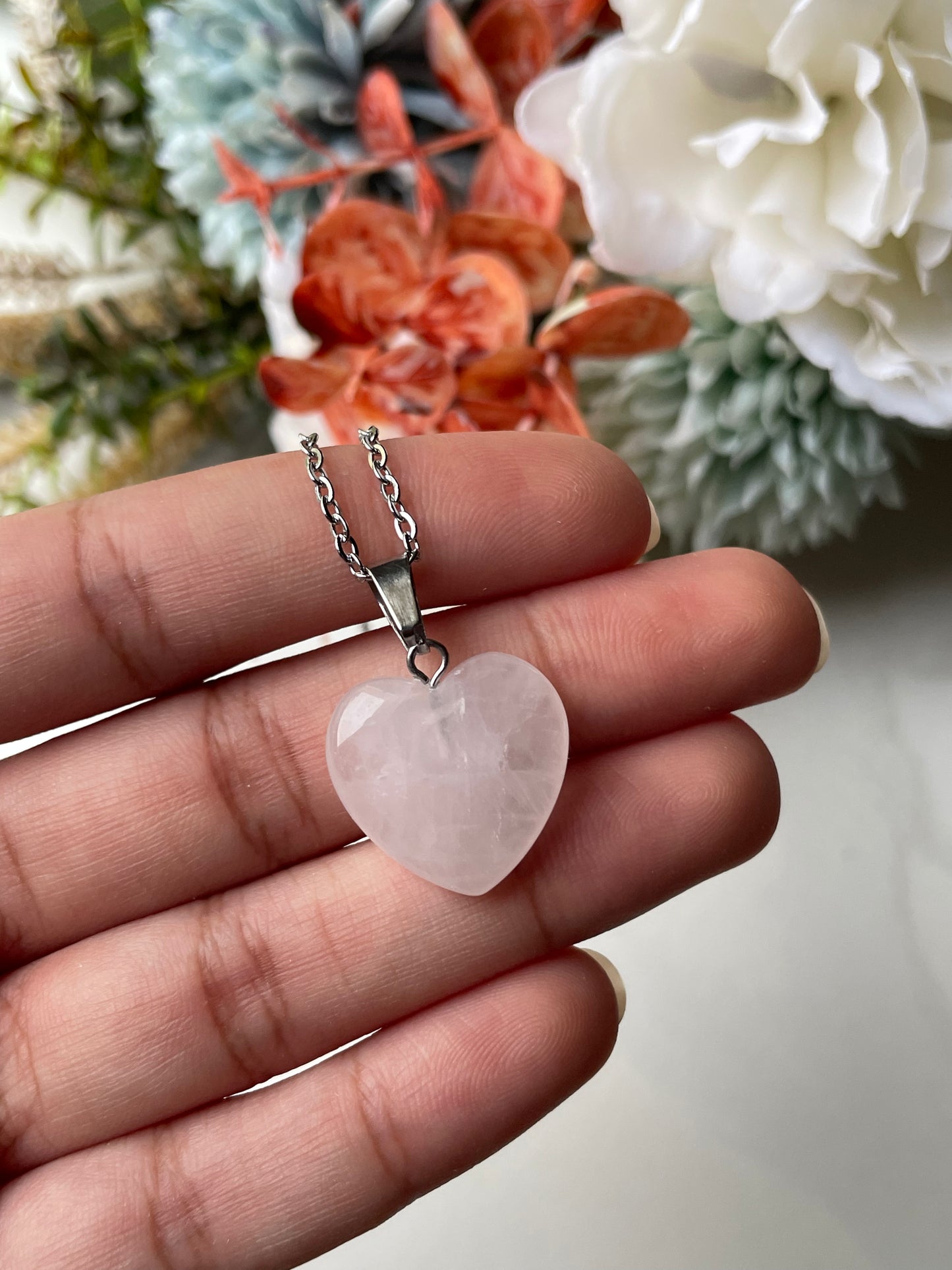 Rose Quartz Heart Pendant | Small | كوارتز الزهري