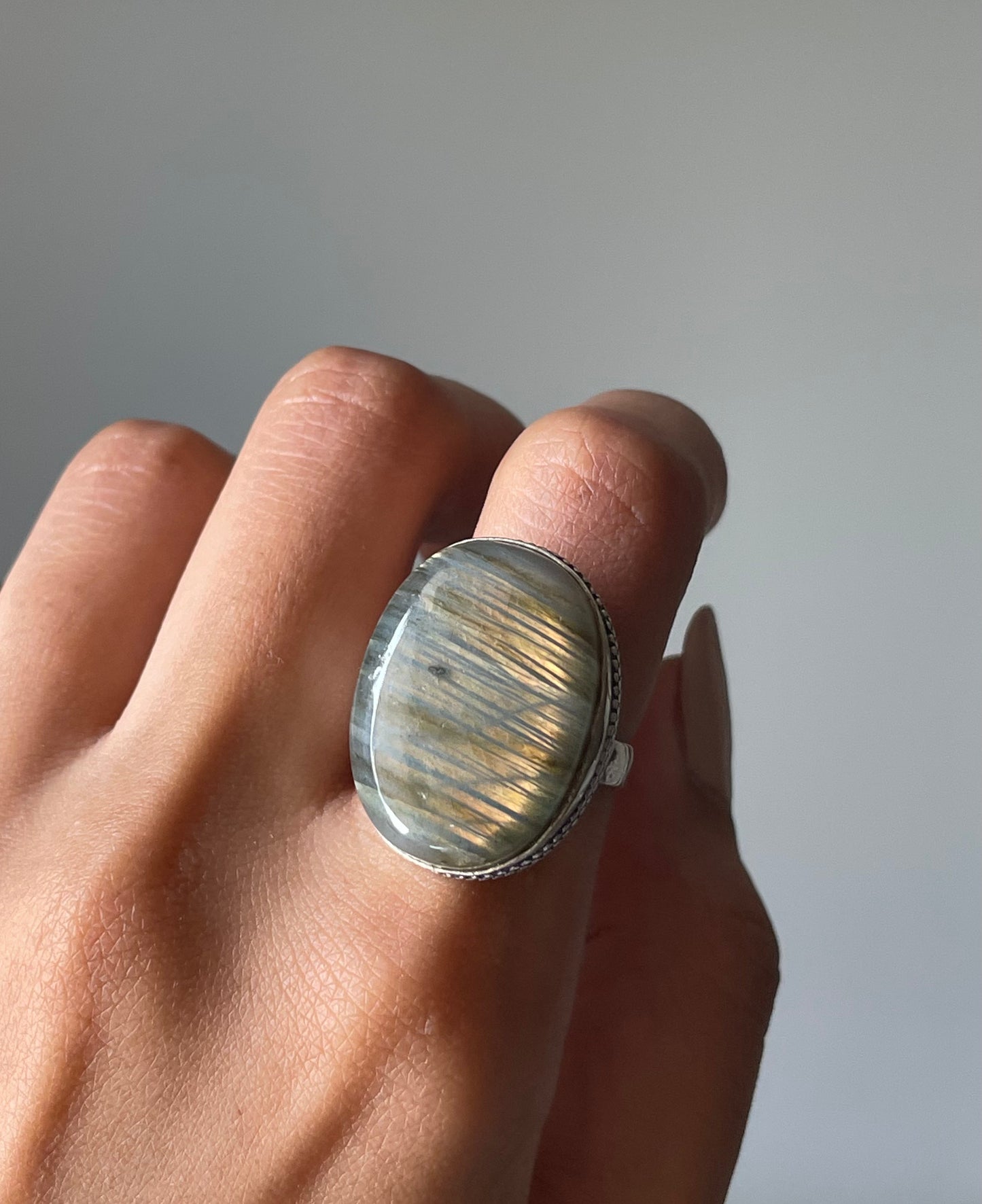 Labradorite Ring Sterling silver 925 | 6.5 | خاتم حجر الطاووس فضة إسترليني
