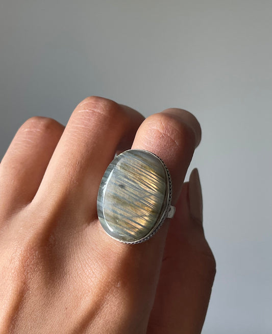 Labradorite Ring Sterling silver 925 | 6.5 | خاتم حجر الطاووس فضة إسترليني