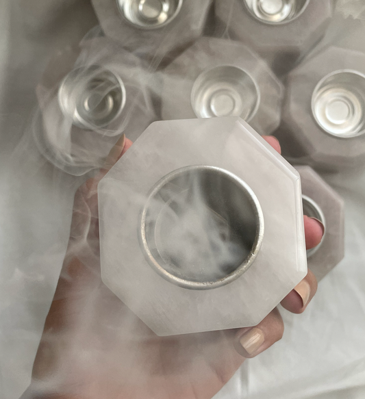 Rose Quartz Candle Holder | Mubkhar | مبخر حجر كوارتز الزهري