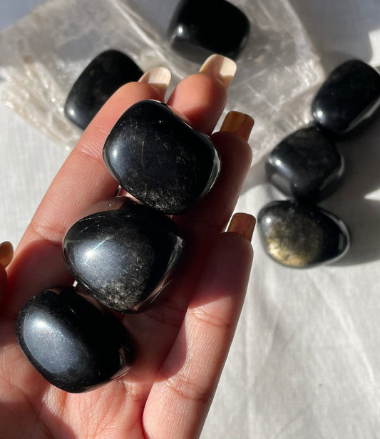 Golden Sheen Obsidian Tumble | السبج الذهبي
