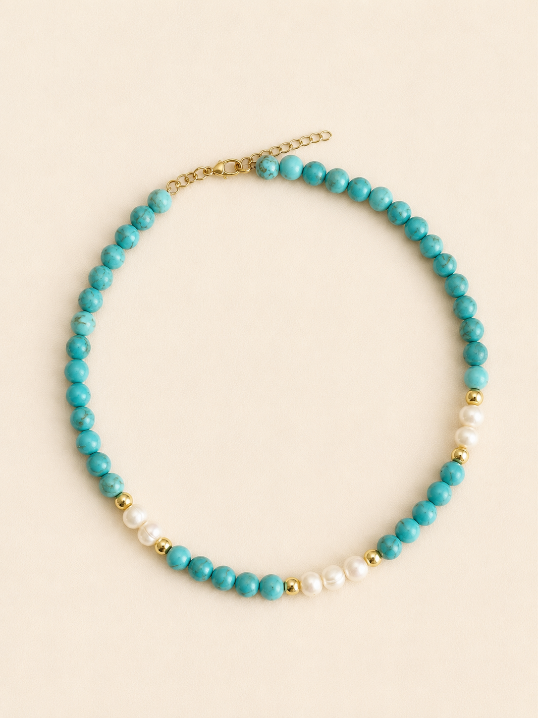 Freshwater Pearl & Turquoise Beaded Necklace
