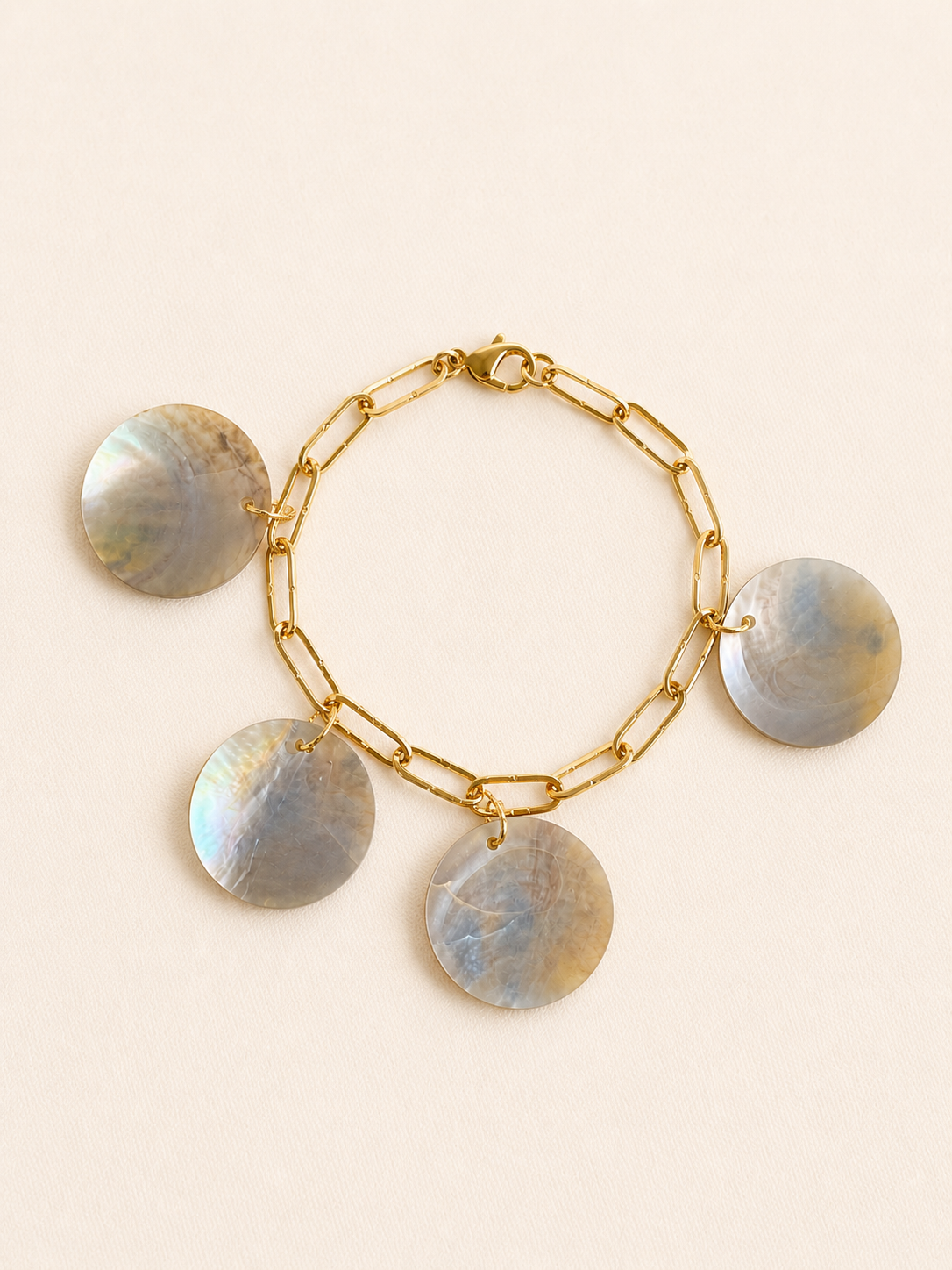Natural Mother of Pearl Shell Disc Bracelet