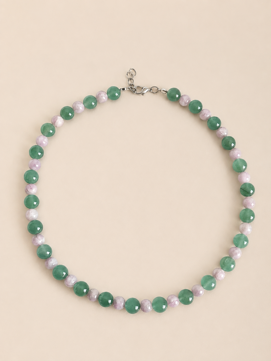 Green aventurine & Kunzite Beaded Necklace